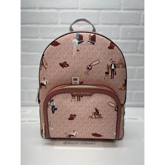 Michael Kors backpack jaycee large pocketbook girls printed DK powder blush mlt main image 7